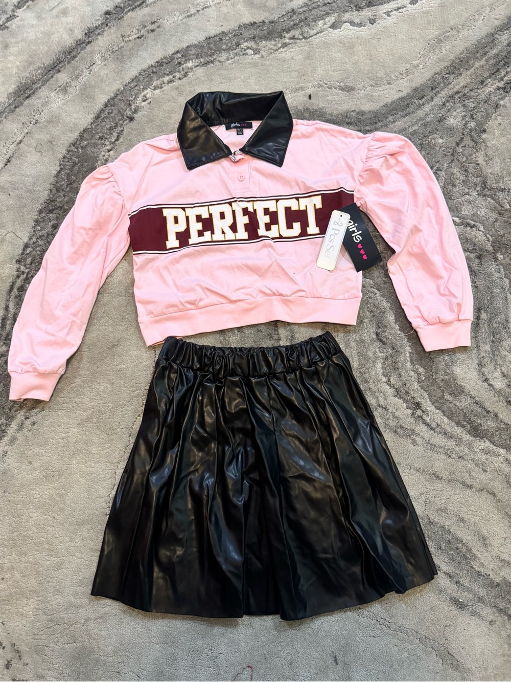 Kids Pink & Black 'Perfect' Matching Set - Unbranded